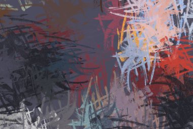 Soyut arka plan sanatı. 2D çizim. Etkileyici yağlı boya resim. Tuvalde fırça darbeleri. Modern sanat. Çok renkli arkaplan. Çağdaş sanat. İfade. Sanatsal dijital palet.