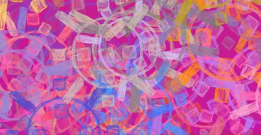 Soyut arka plan sanatı. 2D çizim. Etkileyici yağlı boya resim. Tuvalde fırça darbeleri. Modern sanat. Çok renkli arkaplan. Çağdaş sanat. İfade. Sanatsal dijital palet.