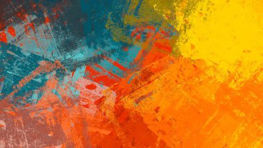 Soyut arka plan sanatı. 2D çizim. Etkileyici yağlı boya resim. Tuvalde fırça darbeleri. Modern sanat. Çok renkli arkaplan. Çağdaş sanat. İfade. Sanatsal dijital palet.