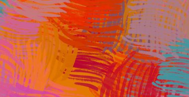 Soyut arka plan sanatı. 2D çizim. Etkileyici yağlı boya resim. Tuvalde fırça darbeleri. Modern sanat. Çok renkli arkaplan. Çağdaş sanat. İfade. Sanatsal dijital palet.