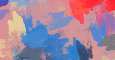 Soyut arka plan sanatı. 2D çizim. Etkileyici yağlı boya resim. Tuvalde fırça darbeleri. Modern sanat. Çok renkli arkaplan. Çağdaş sanat. İfade. Sanatsal dijital palet.