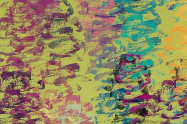 Soyut arka plan sanatı. 2D çizim. Etkileyici yağlı boya resim. Tuvalde fırça darbeleri. Modern sanat. Çok renkli arkaplan. Çağdaş sanat. İfade. Sanatsal dijital palet.