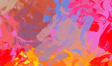 Soyut arka plan sanatı. 2D çizim. Etkileyici yağlı boya resim. Tuvalde fırça darbeleri. Modern sanat. Çok renkli arkaplan. Çağdaş sanat. İfade. Sanatsal dijital palet.