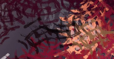 Soyut arka plan sanatı. 2D çizim. Etkileyici yağlı boya resim. Tuvalde fırça darbeleri. Modern sanat. Çok renkli arkaplan. Çağdaş sanat. İfade. Sanatsal dijital palet.