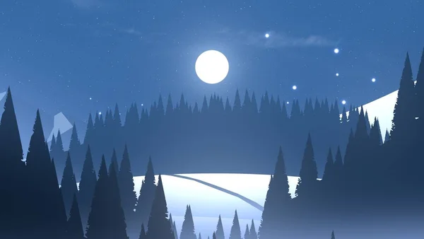 Современный Цифровой Фон Ночное Небо Зимних Горах Задний Ход — стоковое фото