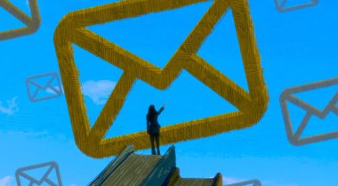 İnsan silueti ve postaları ile soyut arkaplan 