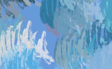 Soyut arka plan sanatı. 2D çizim. Etkileyici yağlı boya resim. Tuvalde fırça darbeleri. Modern sanat. Çok renkli arkaplan. Çağdaş sanat. İfade. Sanatsal dijital palet.