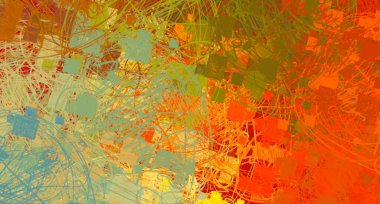 Soyut arka plan sanatı. 2D çizim. Etkileyici yağlı boya resim. Tuvalde fırça darbeleri. Modern sanat. Çok renkli arkaplan. Çağdaş sanat. İfade. Sanatsal dijital palet.