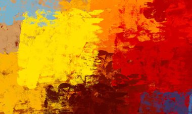 Soyut arka plan sanatı. 2D çizim. Etkileyici yağlı boya resim. Tuvalde fırça darbeleri. Modern sanat. Çok renkli arkaplan. Çağdaş sanat. İfade. Sanatsal dijital palet.