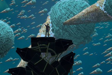 İnsan silueti ve dondurmaları olan soyut bir arkaplan 