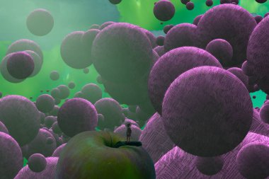 İnsan silueti ve topları ile soyut arkaplan