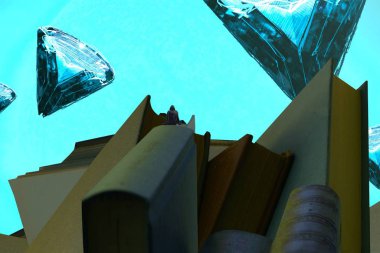 İnsan silueti ve elmaslarla soyut bir arkaplan