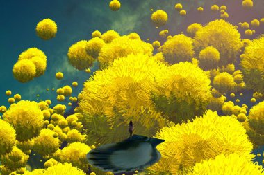 İnsan silueti ve topları ile soyut arkaplan 