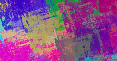 Soyut arka plan sanatı. 2D çizim. Etkileyici yağlı boya resim. Tuvalde fırça darbeleri. Modern sanat. Çok renkli arkaplan. Çağdaş sanat. İfade. Sanatsal dijital palet.