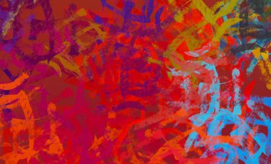Soyut arka plan sanatı. 2D çizim. Etkileyici yağlı boya resim. Tuvalde fırça darbeleri. Modern sanat. Çok renkli arkaplan. Çağdaş sanat. İfade. Sanatsal dijital palet.