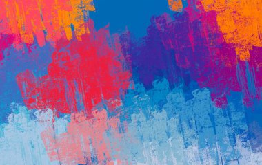 Soyut arka plan sanatı. 2D çizim. Etkileyici yağlı boya resim. Tuvalde fırça darbeleri. Modern sanat. Çok renkli arkaplan. Çağdaş sanat. İfade. Sanatsal dijital palet.