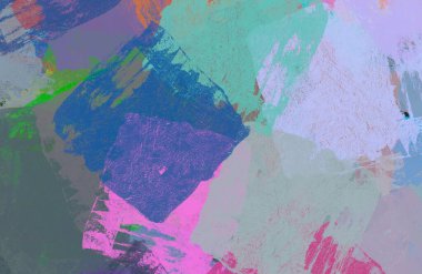 Soyut arka plan sanatı. 2D çizim. Etkileyici yağlı boya resim. Tuvalde fırça darbeleri. Modern sanat. Çok renkli arkaplan. Çağdaş sanat. İfade. Sanatsal dijital palet.