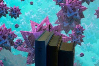 İnsan silueti ve soyut biçimlerle soyut arkaplan 