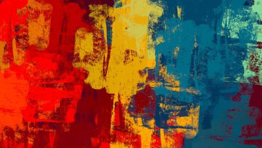 Soyut arka plan sanatı. 2D çizim. Etkileyici yağlı boya resim. Tuvalde fırça darbeleri. Modern sanat. Çok renkli arkaplan. Çağdaş sanat. İfade. Sanatsal dijital palet.