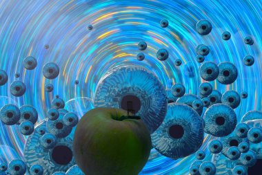 İnsan silueti ve gözleriyle soyut bir arkaplan