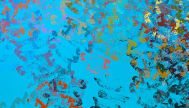 Soyut arka plan sanatı. 2D çizim. Etkileyici yağlı boya resim. Tuvalde fırça darbeleri. Modern sanat. Çok renkli arkaplan. Çağdaş sanat. İfade. Sanatsal dijital palet.