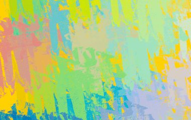 Soyut arka plan sanatı. 2D çizim. Etkileyici yağlı boya resim. Tuvalde fırça darbeleri. Modern sanat. Çok renkli arkaplan. Çağdaş sanat. İfade. Sanatsal dijital palet.