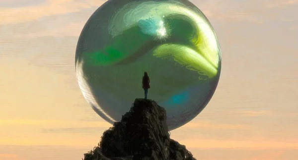 Abstrakter Hintergrund Mit Menschlicher Silhouette Und Ball — Stockfoto