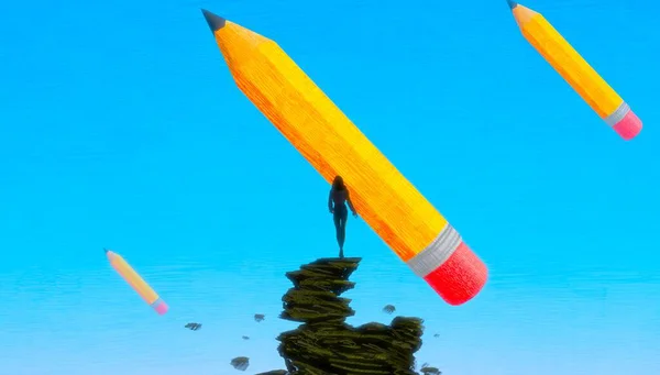 Abstract Background Human Silhouette Pencils — Stock Photo, Image