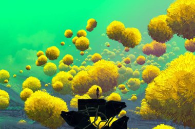 İnsan silueti ve topları ile soyut arkaplan 