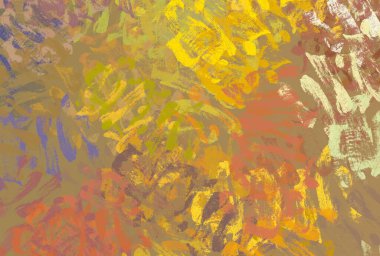 Soyut arka plan sanatı. 2D çizim. Etkileyici yağlı boya resim. Tuvalde fırça darbeleri. Modern sanat. Çok renkli arkaplan. Çağdaş sanat. İfade. Sanatsal dijital palet.