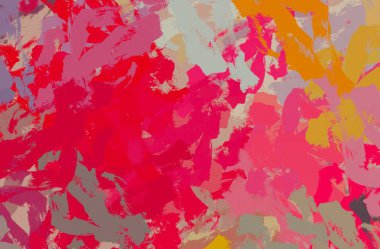 Soyut arka plan sanatı. 2D çizim. Etkileyici yağlı boya resim. Tuvalde fırça darbeleri. Modern sanat. Çok renkli arkaplan. Çağdaş sanat. İfade. Sanatsal dijital palet.