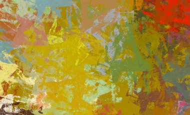 Soyut arka plan sanatı. 2D çizim. Etkileyici yağlı boya resim. Tuvalde fırça darbeleri. Modern sanat. Çok renkli arkaplan. Çağdaş sanat. İfade. Sanatsal dijital palet.