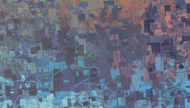 Soyut arka plan sanatı. 2D çizim. Etkileyici yağlı boya resim. Tuvalde fırça darbeleri. Modern sanat. Çok renkli arkaplan. Çağdaş sanat. İfade. Sanatsal dijital palet.