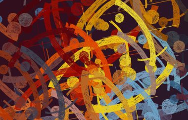 Soyut arka plan sanatı. 2D çizim. Etkileyici yağlı boya resim. Tuvalde fırça darbeleri. Modern sanat. Çok renkli arkaplan. Çağdaş sanat. İfade. Sanatsal dijital palet.