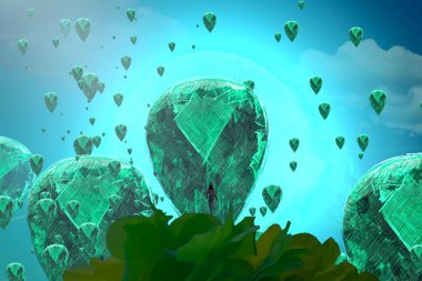 İnsan silueti ve elmaslarla soyut bir arkaplan