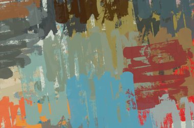 Soyut arka plan sanatı. 2D çizim. Etkileyici yağlı boya resim. Tuvalde fırça darbeleri. Modern sanat. Çok renkli arkaplan. Çağdaş sanat. İfade. Sanatsal dijital palet.