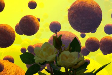 İnsan silueti ve topları ile soyut arkaplan 