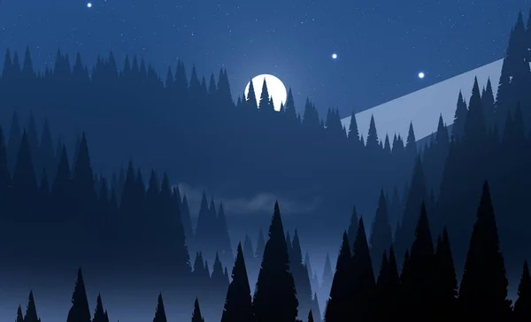 Contesto Astratto Digitale Moderno Cielo Notturno Nelle Montagne Invernali Fantastico — Foto Stock