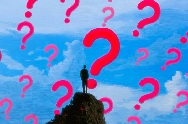 Abstract Background Human Silhouette Question Marks — Stock Photo, Image