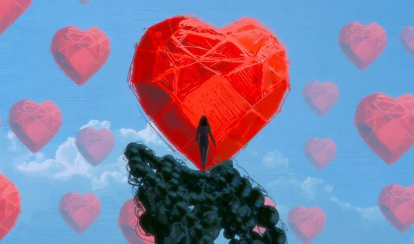 Abstrakcyjne Tło Ludzką Sylwetką Sercem — Zdjęcie stockowe