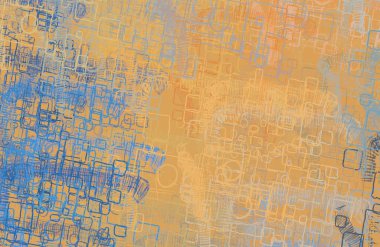 Soyut arka plan sanatı. 2D çizim. Etkileyici yağlı boya resim. Tuvalde fırça darbeleri. Modern sanat. Çok renkli arkaplan. Çağdaş sanat. İfade. Sanatsal dijital palet.