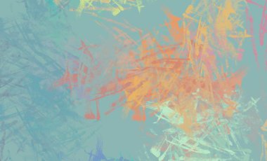 Soyut arka plan sanatı. 2D çizim. Etkileyici yağlı boya resim. Tuvalde fırça darbeleri. Modern sanat. Çok renkli arkaplan. Çağdaş sanat. İfade. Sanatsal dijital palet.