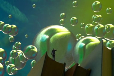 İnsan silueti ve topları ile soyut arkaplan 