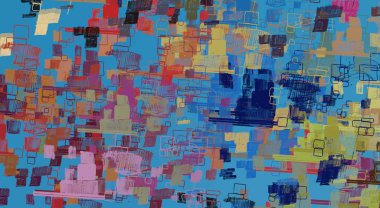 Soyut arka plan sanatı. 2D çizim. Etkileyici yağlı boya resim. Tuvalde fırça darbeleri. Modern sanat. Çok renkli arkaplan. Çağdaş sanat. İfade. Sanatsal dijital palet.