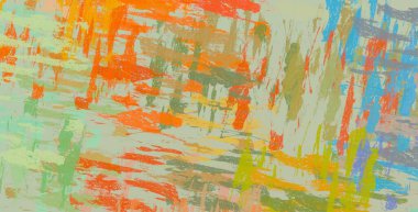 Soyut arka plan sanatı. 2D çizim. Etkileyici yağlı boya resim. Tuvalde fırça darbeleri. Modern sanat. Çok renkli arkaplan. Çağdaş sanat. İfade. Sanatsal dijital palet.