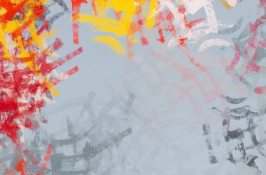Soyut arka plan sanatı. 2D çizim. Etkileyici yağlı boya resim. Tuvalde fırça darbeleri. Modern sanat. Çok renkli arkaplan. Çağdaş sanat. İfade. Sanatsal dijital palet.
