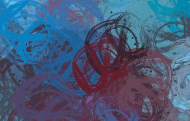 Soyut arka plan sanatı. 2D çizim. Etkileyici yağlı boya resim. Tuvalde fırça darbeleri. Modern sanat. Çok renkli arkaplan. Çağdaş sanat. İfade. Sanatsal dijital palet.