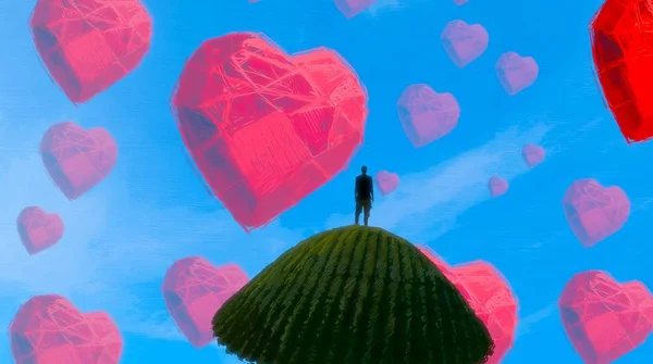 Fondo Abstracto Con Silueta Humana Corazones — Foto de Stock