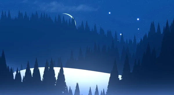 Nowoczesne Cyfrowe Tło Abstrakcyjne Nocne Niebo Zimowych Górach Fantastyczne Tło — Zdjęcie stockowe