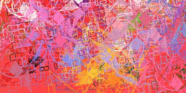 Soyut arka plan sanatı. 2D çizim. Etkileyici yağlı boya resim. Tuvalde fırça darbeleri. Modern sanat. Çok renkli arkaplan. Çağdaş sanat. İfade. Sanatsal dijital palet.